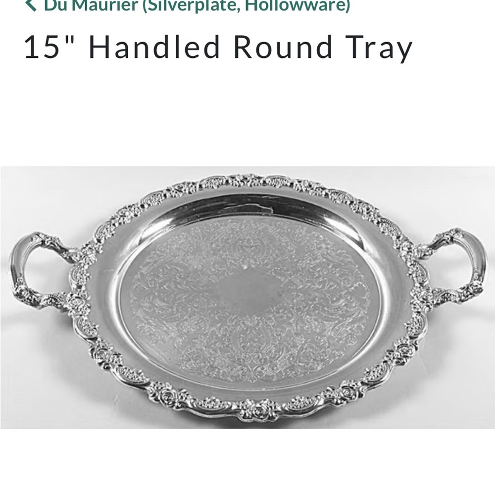 Oneida, 15” Du Maurier Silver-plated Handled  Tray